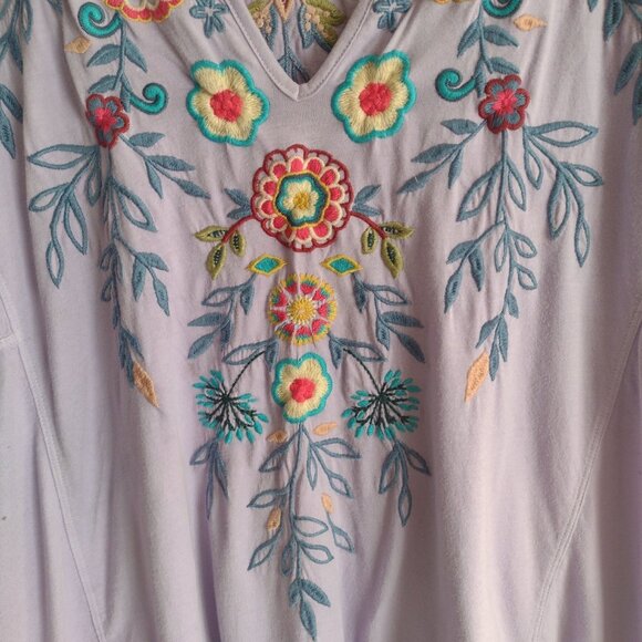 Johnny Was Purple Embellished Short Sleeve Blouse - Picture 5 of 12